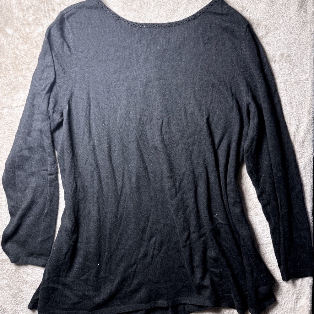 J.‎ Jill Womens Beaded Wool Blend Long Sleeve Sweater Tunic Top  L Quiet Luxury